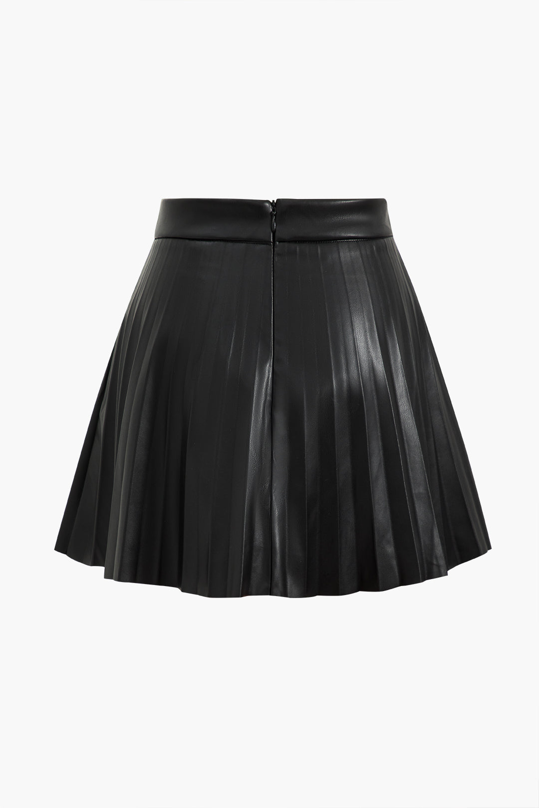 Faux Leather Pleated Skirt in Fitted Style