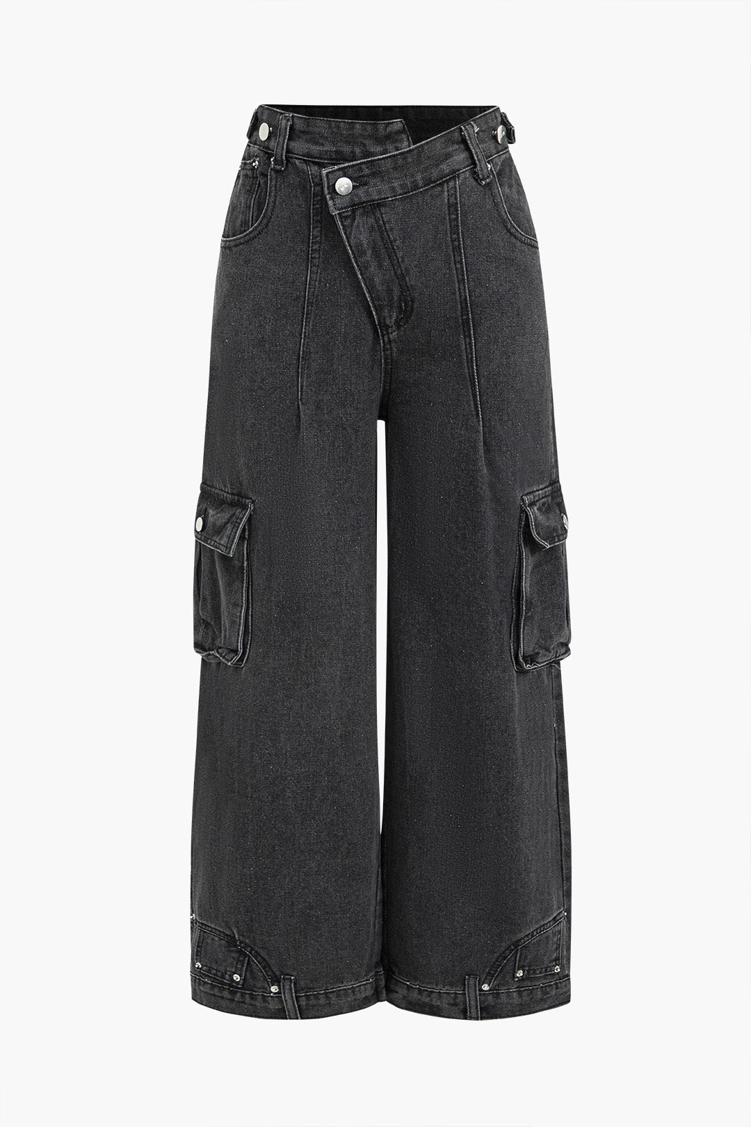 Denim Wide Leg Low Waist Cargo Jeans