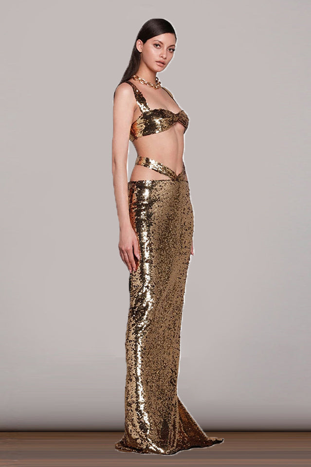 Cleopatra Two Piece Gown in Elegant Polyester Fabric