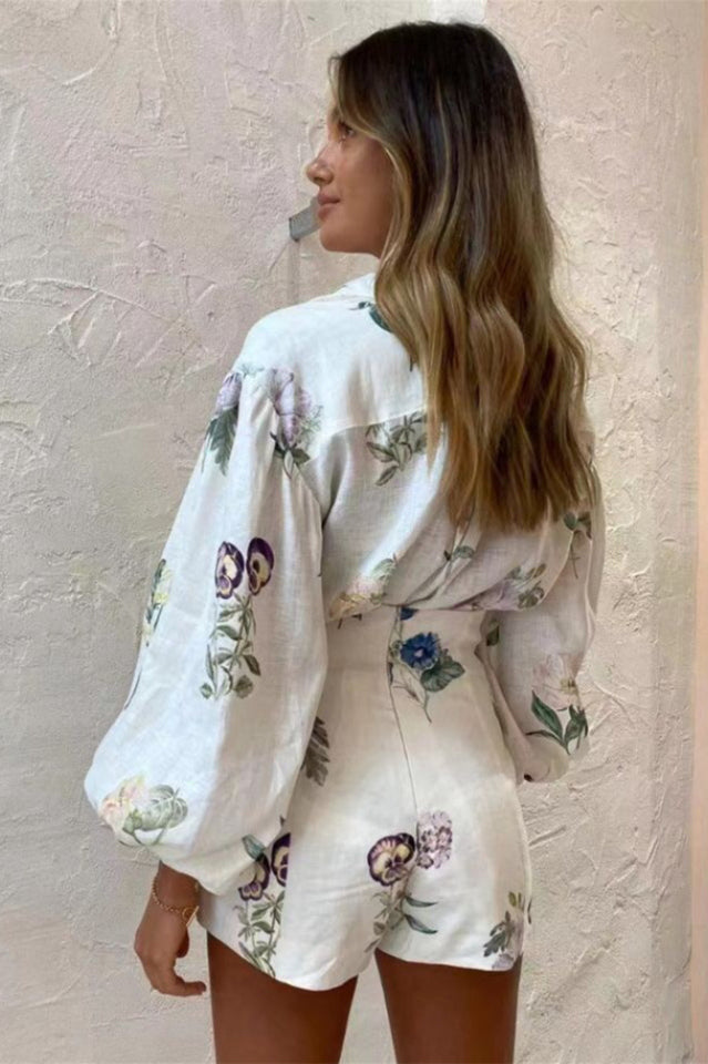 Florence Set - Floral Balloon Sleeve Blouse