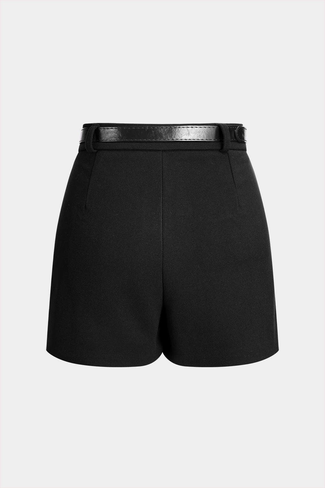 High Waist Belted Twill Shorts