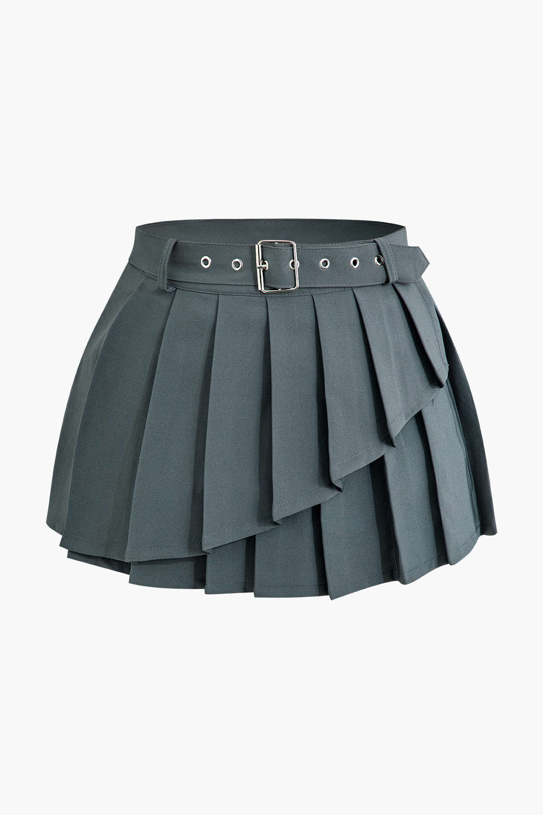 Buckle Layered Pleated Mini Skirt