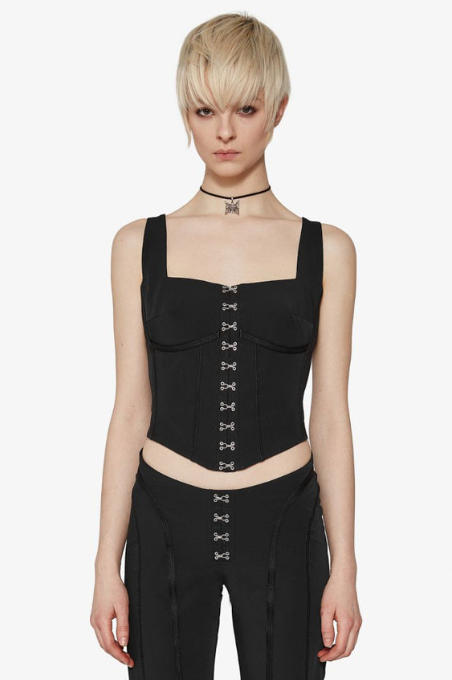 Black Corset Top with Square Neckline