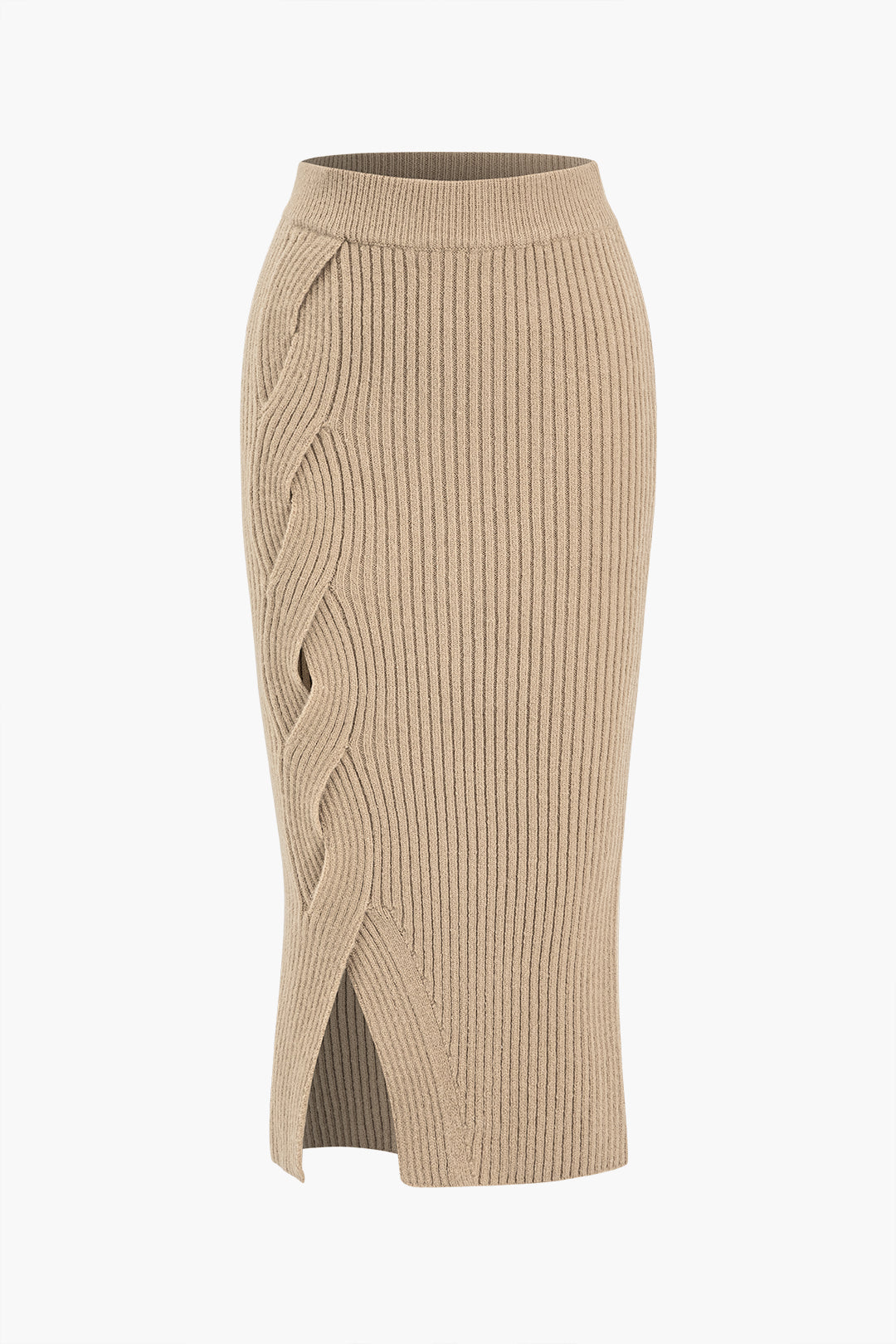 Crossed Sweater Asymmetrical Midi Skirt in Knit Fabric