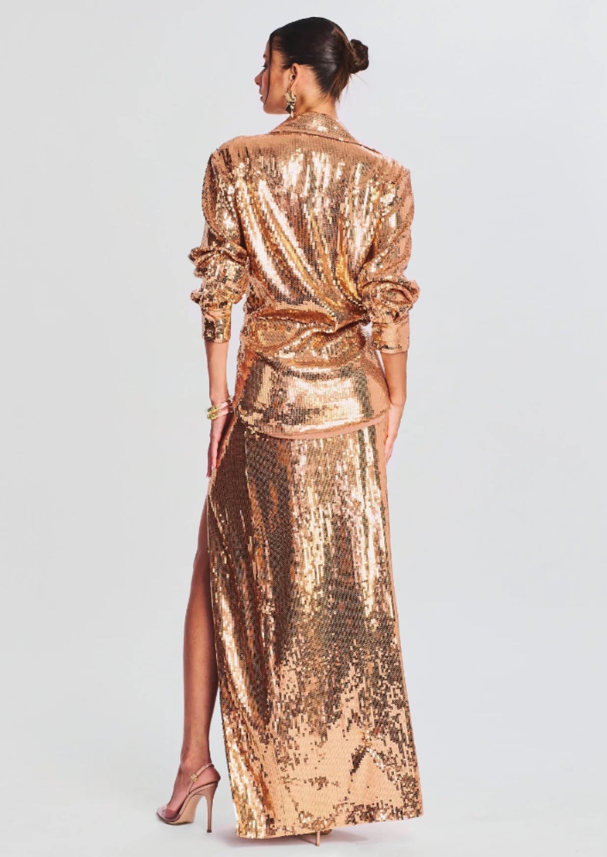 Carlotta Sequin Long Sleeve Top and Maxi Skirt Set