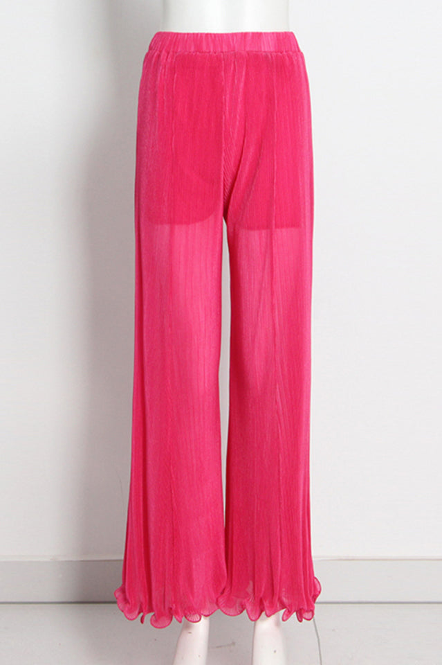 Ruffled Asymmetrical Hem Top and Pants Set