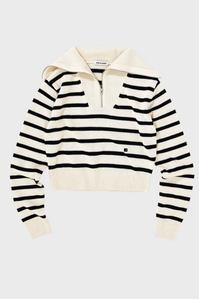 Low Classic Stripe Sailor Zip-Up Knit Top