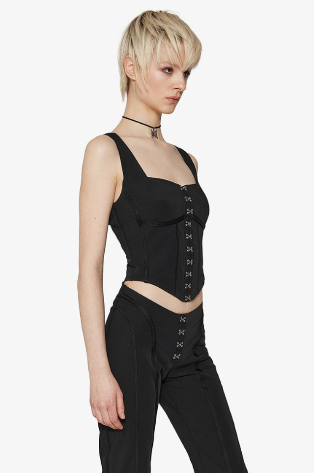 Black Corset Top with Square Neckline