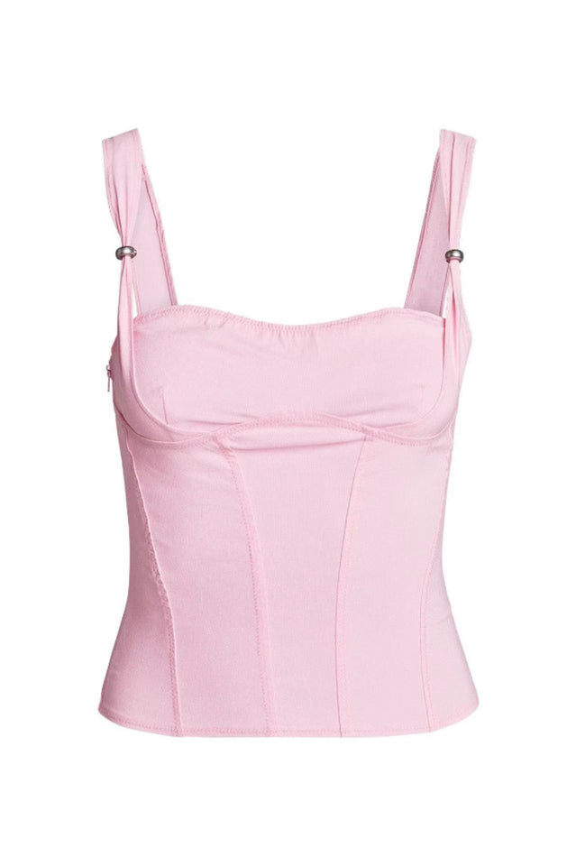 Pink Stretch Corset Top with Adjustable Straps