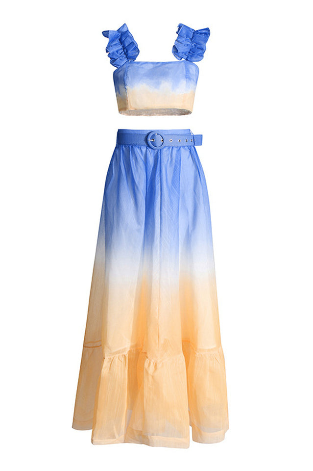 Ombre Summer Set with Ruffle Skirt and Bralette