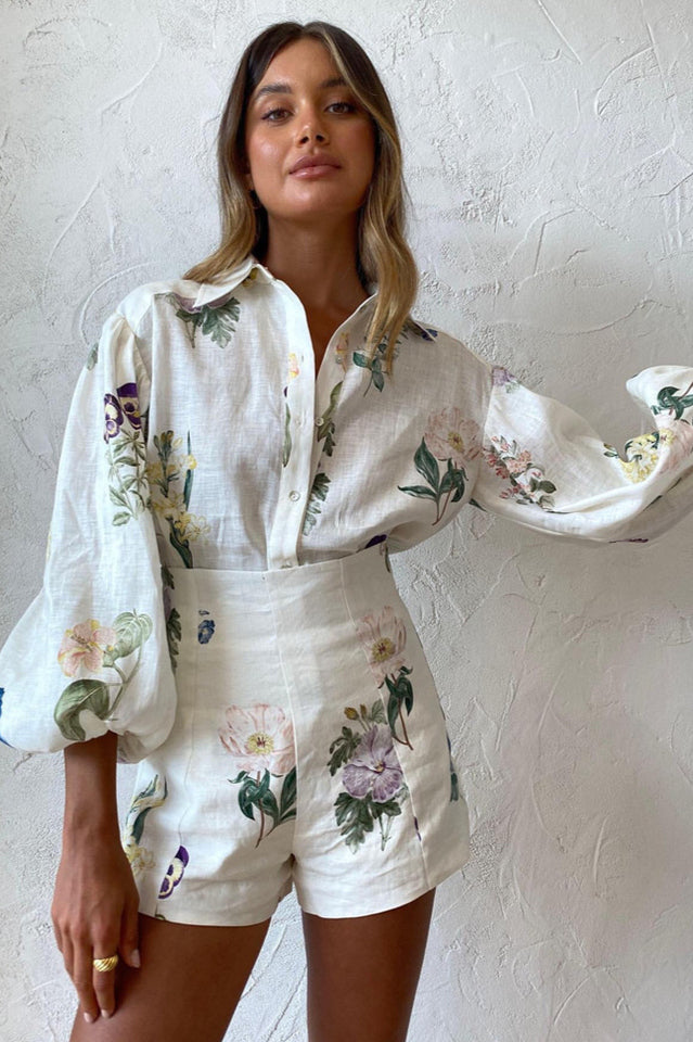 Florence Set - Floral Balloon Sleeve Blouse