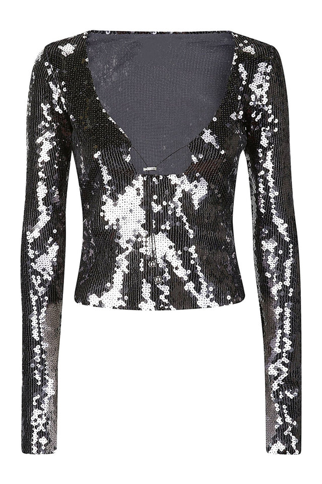 Solaris Sequined Blouse with Front Strap Closure