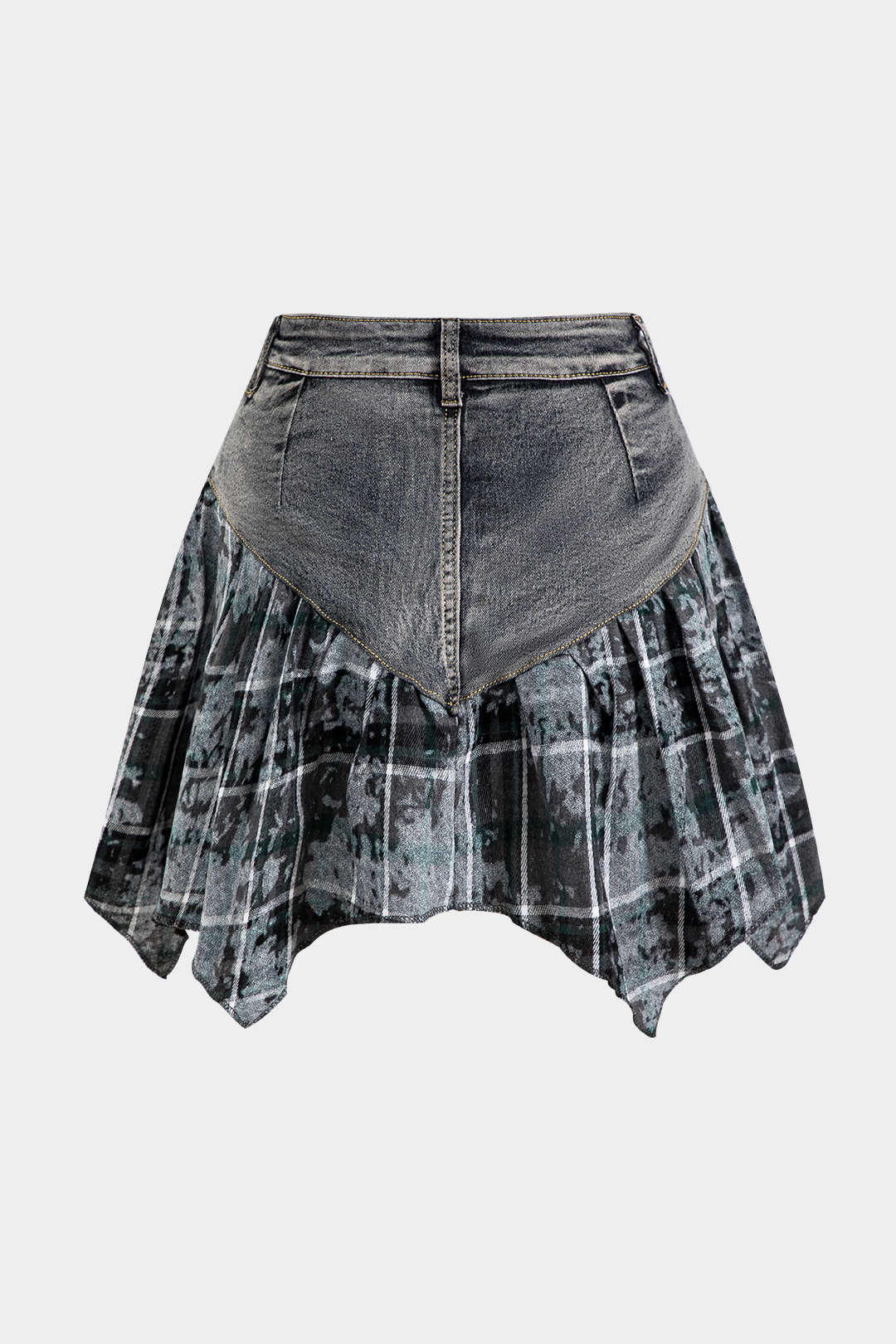 Basic Patchwork Print Denim Skirt for Casual Style