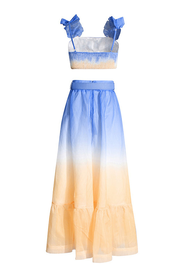 Ombre Summer Set with Ruffle Skirt and Bralette