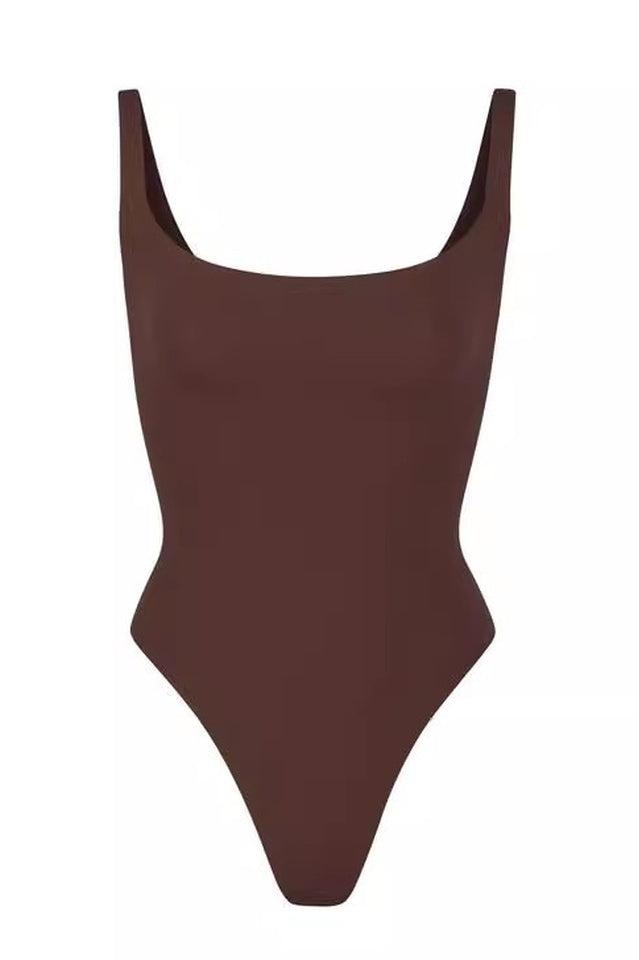 Square Neck Stretch Jersey Bodysuit for Everyday Wear