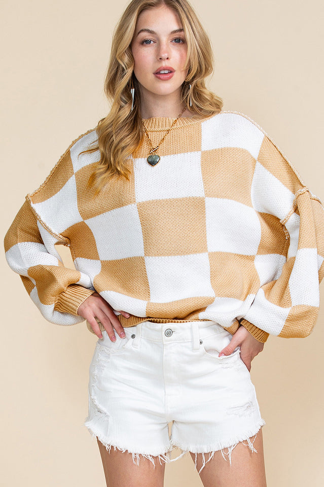 Cozy Checkered Knit Pamela Top