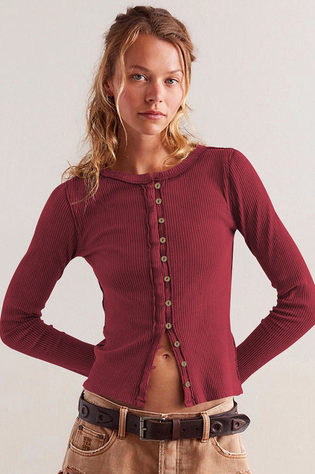 Cozy Ainoa Bordeaux Cardigan for Layering