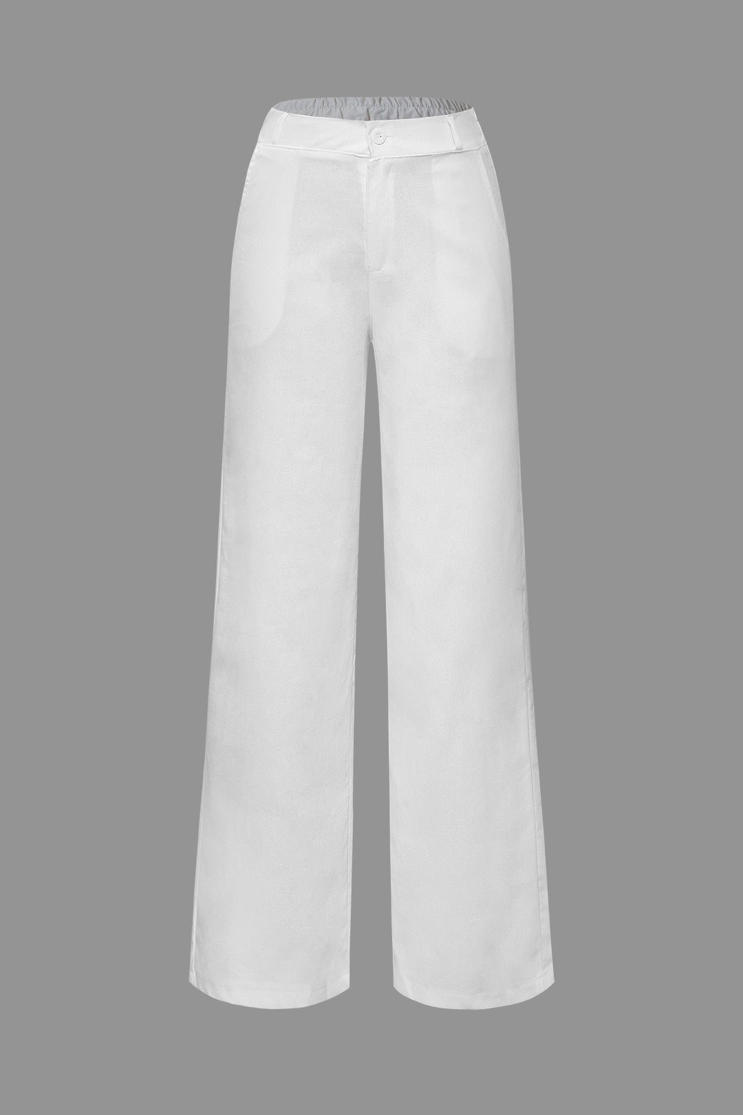 Basic Linen-Blend Fitted Straight Leg Pants