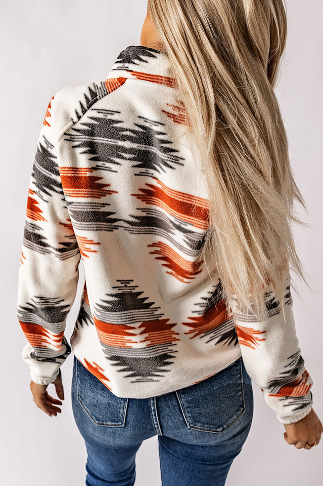 Aztec Snap Button Fleece Jacket for Cozy Layers