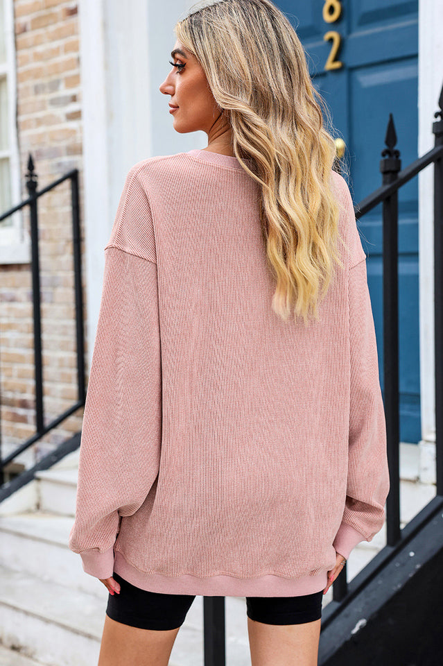 Round Neck Dropped Shoulder Sweatshirt in Opaque Fabric