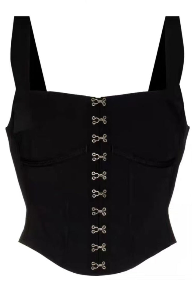 Black Corset Top with Square Neckline