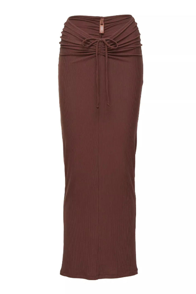 Soft Lounge Ruched Long Skirt with Adjustable Drawstrings