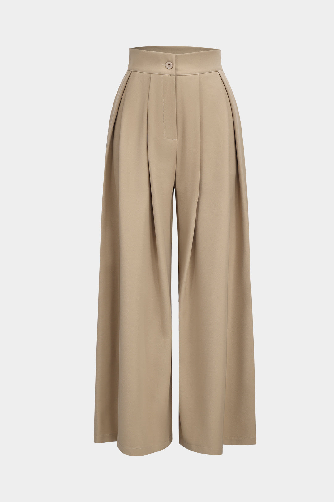 Wide Leg Pleated Trousers in Twill Fabric