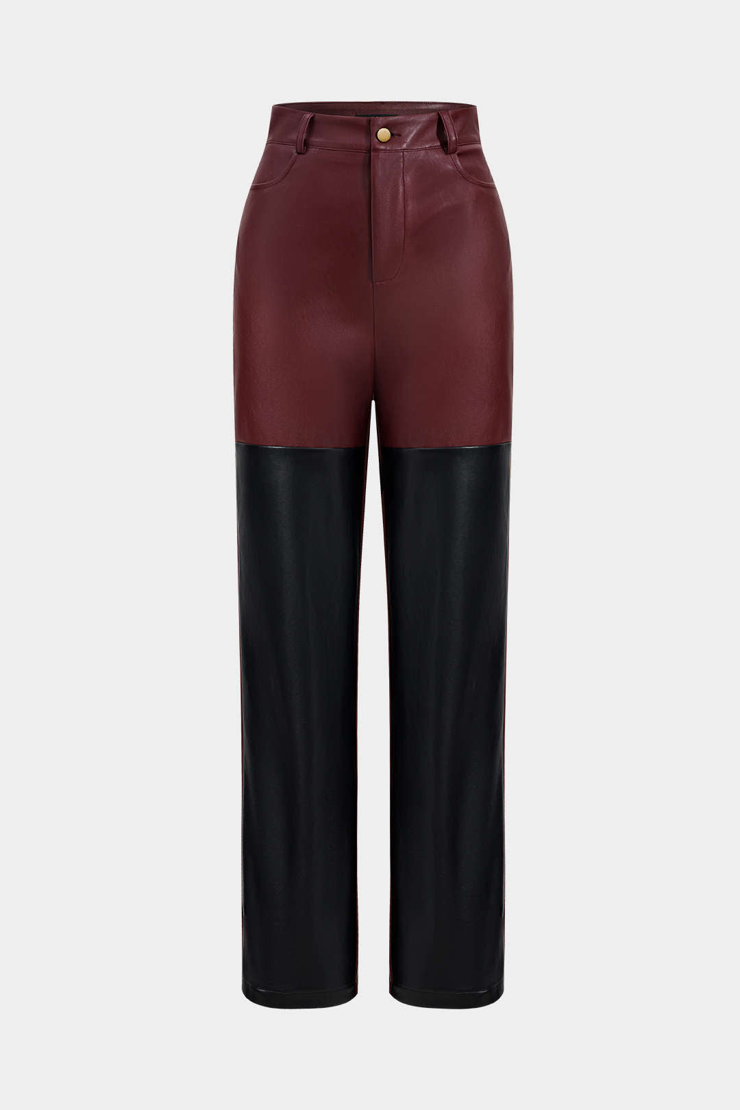 Faux Leather Patchwork Trousers for Casual Style