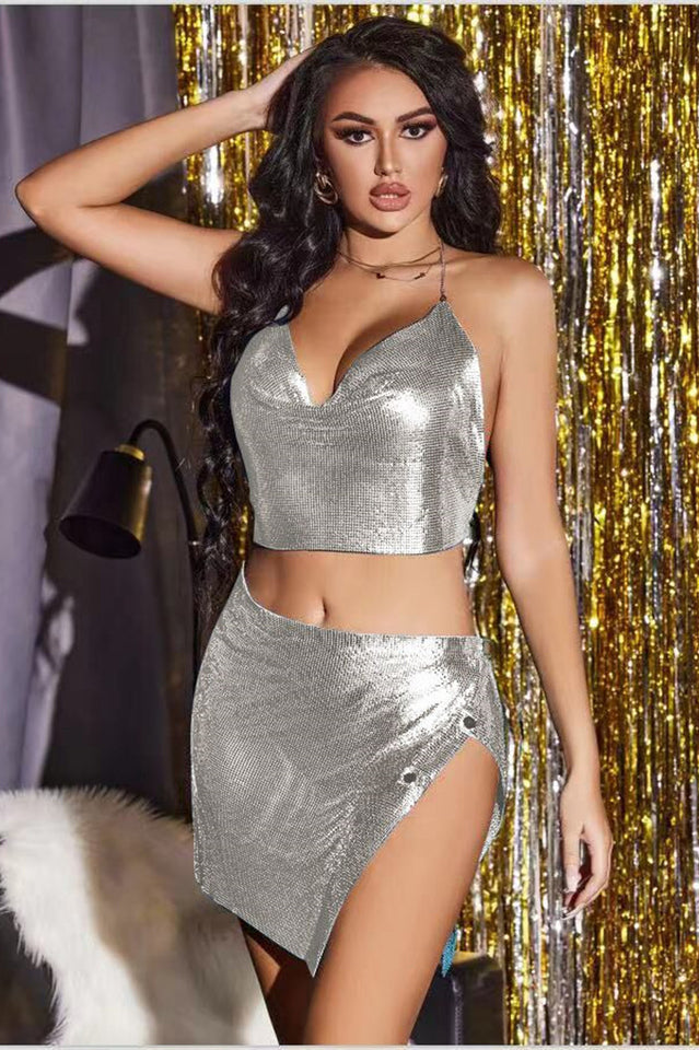 Grizelda Halter Top And Mini Skirt Set