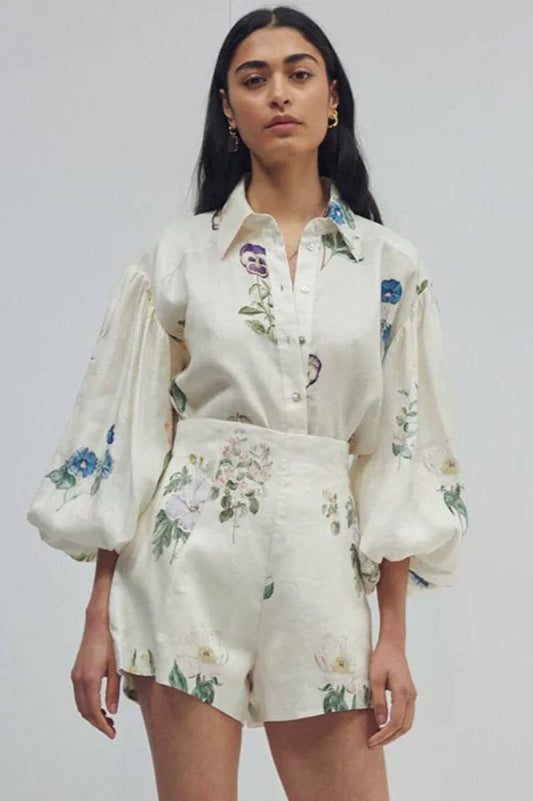 Florence Set - Floral Balloon Sleeve Blouse