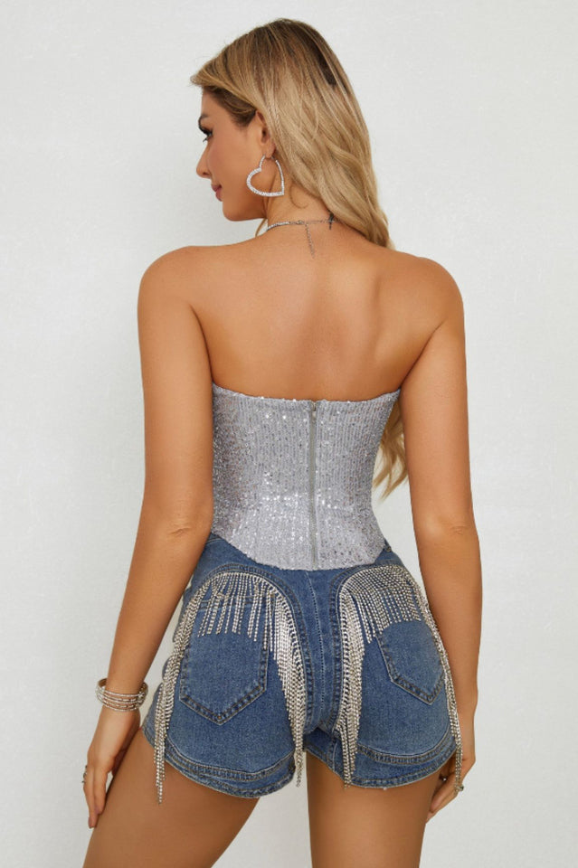 Felicity Shimmer Strapless Corset Top