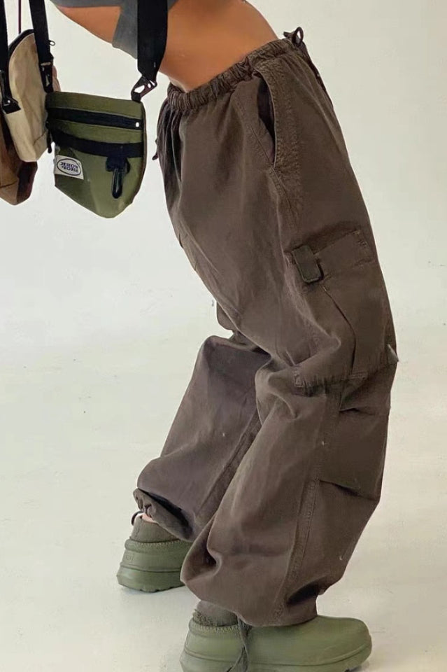 Vintage Parachute Cargo Pants with Adjustable Drawcord