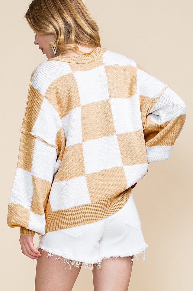 Cozy Checkered Knit Pamela Top