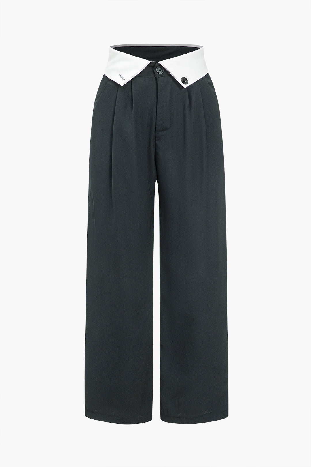 Basic Contrast High Waist Wide Leg Trousers