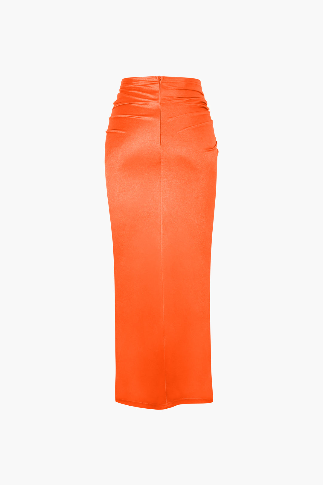 Twist Detail High Slit Satin Midi Skirt