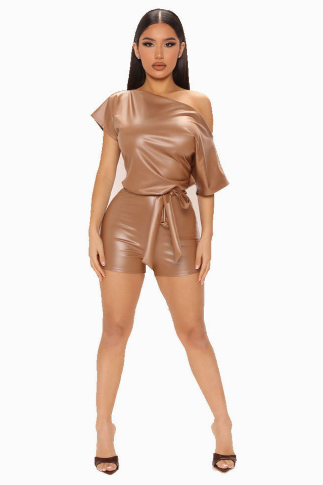 PU Leather Romper with Flattering Fit