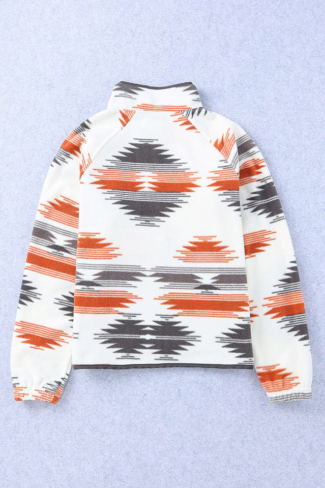 Aztec Snap Button Fleece Jacket for Cozy Layers