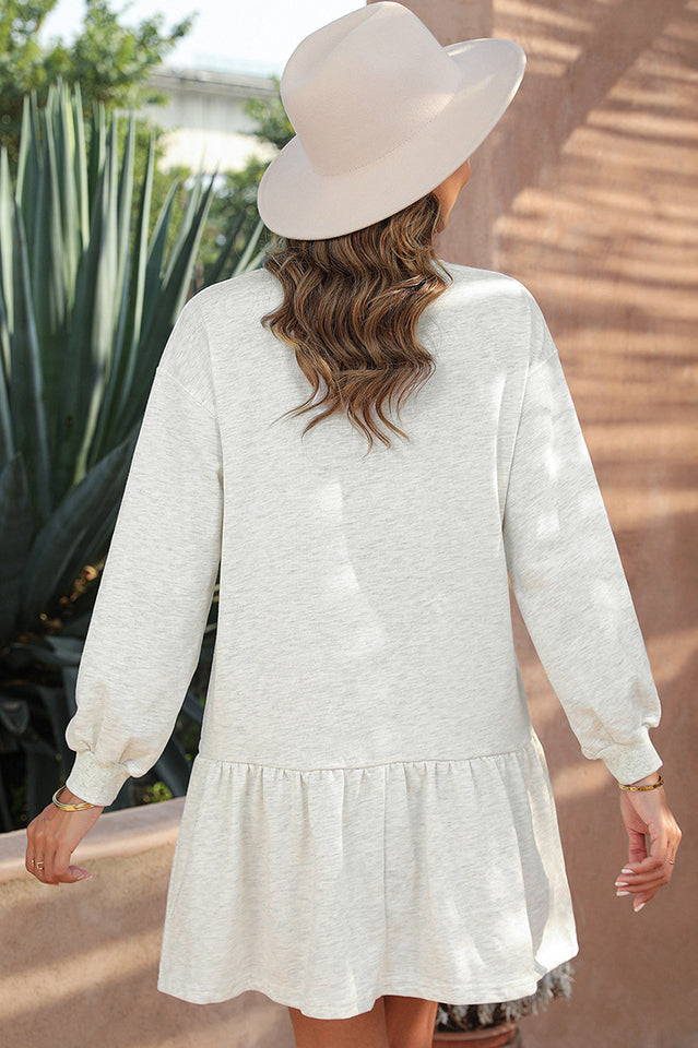 Casual Puff Sleeve Sweatshirt Dress