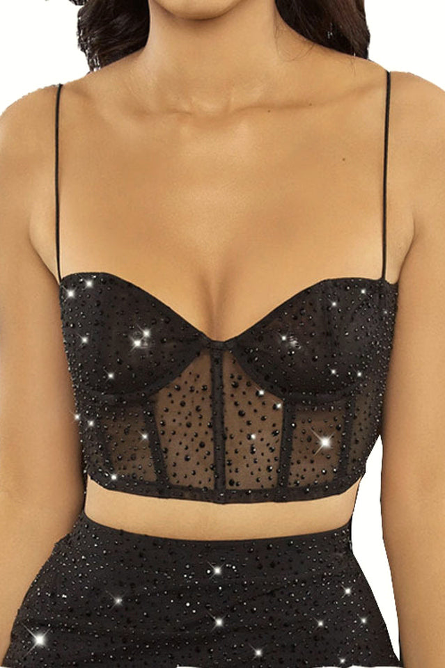 Tropical Dream Embellished Bustier Crop Top