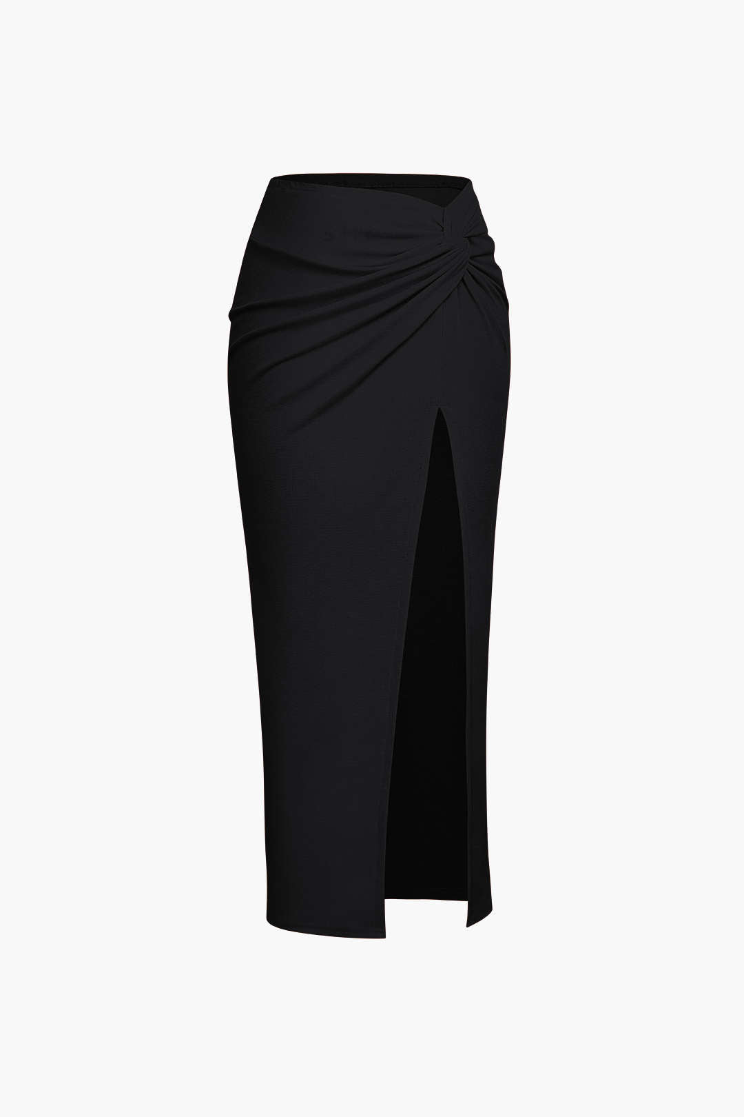 Knot Side Slit Knit Midi Skirt in Fitted Design