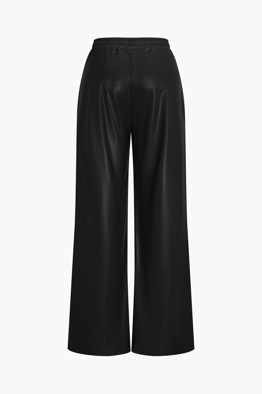 Faux Leather Pocket Wide Leg Trousers