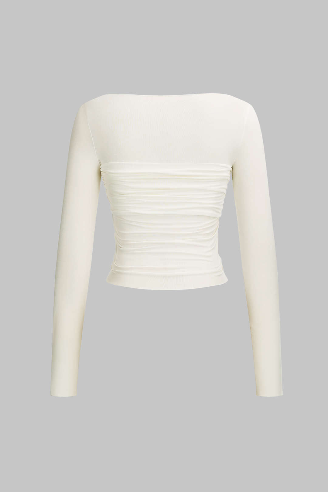 Ruched Round Neck Twist Knot Long-Sleeve Top