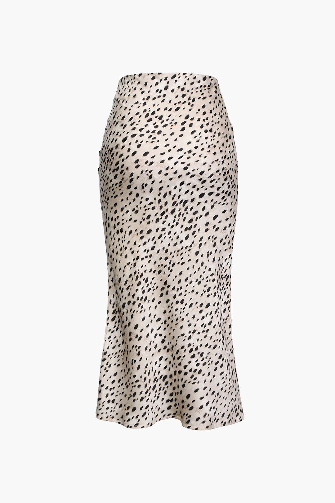 Leopard Drawstring Slit Skirt in Satin Fabric