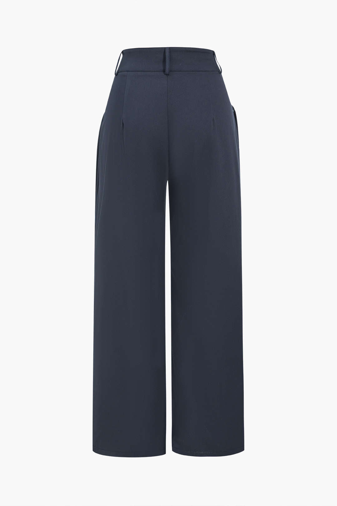 Solid Wide Leg Pocket Trousers in Twill Fabric