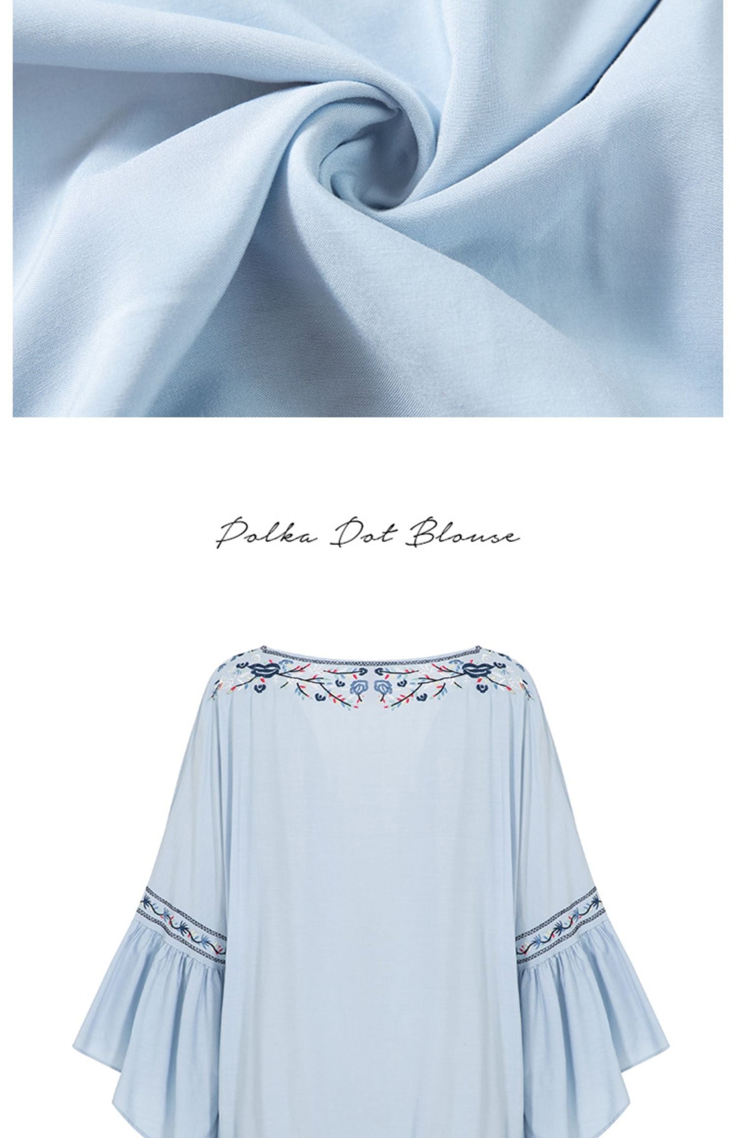 Embroidered Cotton Blouse with V-Neckline