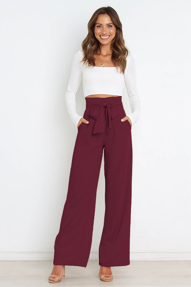 All-Matching Belted Wide-Leg Trouser Outfit