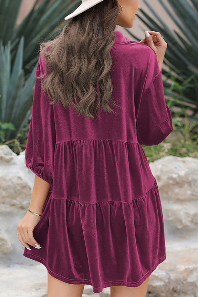 Chestnut Ruffle Velvet Tunic Top for Effortless Elegance