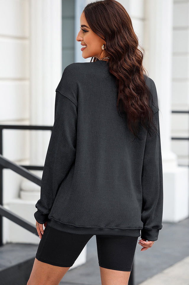 Round Neck Dropped Shoulder Sweatshirt in Opaque Fabric