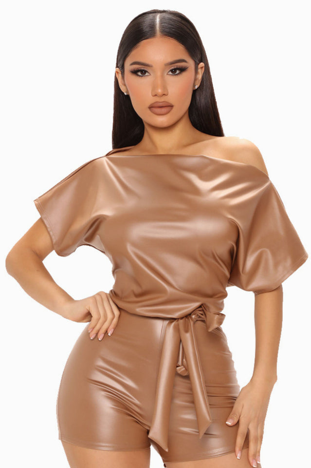 PU Leather Romper with Flattering Fit