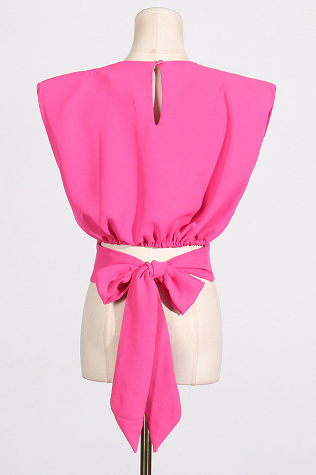 Sleeveless Bow Top and Pants Set